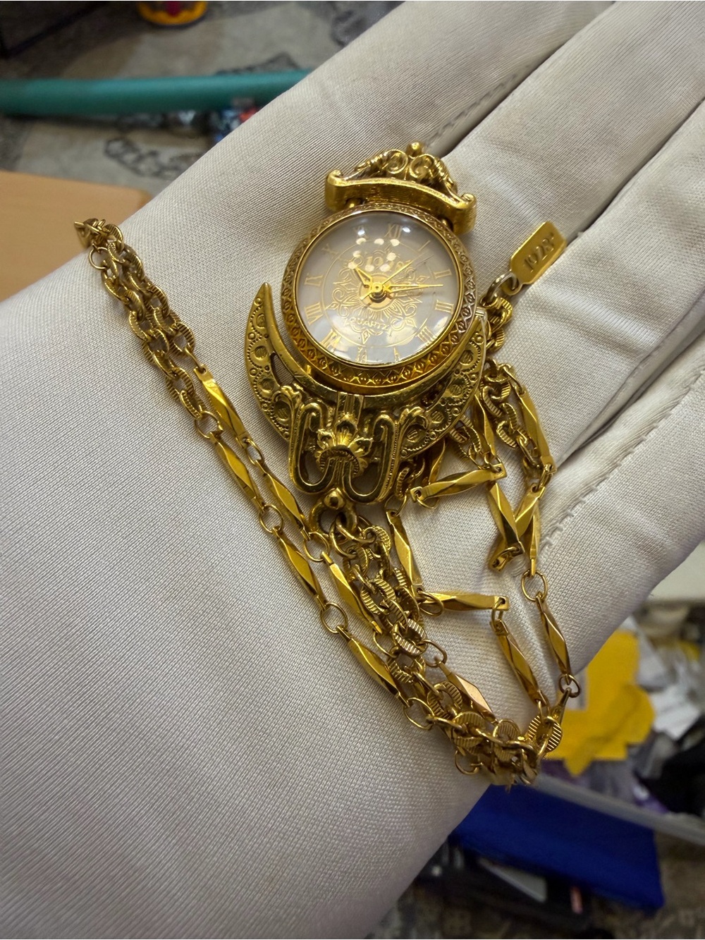 Vintage 1928 Jewelry Co Gold-Tone Swivel Pendant Watch Necklace 32’ Ladies - Picture 8 of 15